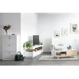 miliboo LIVO Design-TV-Möbel Lowboard 50 cm Weiß Holz/Kunststoff/MDF