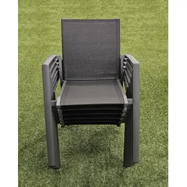 teico group 9-tlg. Alu Gartenmöbel Set anthrazit Tisch ausziehbar mit 8 stapelbaren Stühlen - Grau