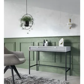 Feldmann-Wohnen Schreibtisch Nova (Metallgestell, 2 Schubladen, klare Kanten, geradliniges Design, 1-St., Riffel-Optik Front, goldfarbene Metallgriffe, ABS-Kanten), 104x50x78cm, Fronten mit ausdrucksstarkem geriffelten Muster grau