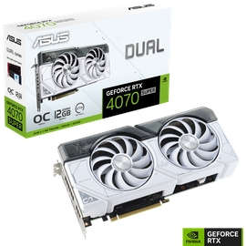 Asus Dual GeForce RTX 4070 SUPER White OC, DUAL-RTX4070S-O12G-WHITE, 12GB GDDR6X, HDMI, 3x DP (90YV0K84-M0NA00)