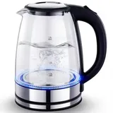 Roland Germany Glas Wasserkocher LED Edelstahl Teekocher 1,7L 2200W BPA frei Glaswasserkocher - Silber