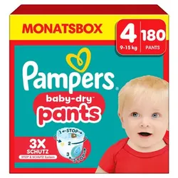 Pampers Baby-Dry Pants, Gr. 4 Maxi, 9-15kg, Monatsbox (1 x 180 Pants), 4 (9-15 kg)