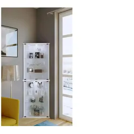 VCM Eckvitrine Vecko Maxi mit Füßen weiß ¦ Maße (cm): B: 67,5 H: 176 T: 23.0