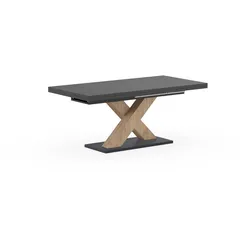 Esstisch MÄUSBACHER "Komfort Tisch TOPSELLER", grau (asteichefarben, graphit, asteiche, graphit), B:180cm H:76cm T:90cm, Tische, Esstisch Rechteckiger Esstisch Ausziehbarer Esstisch, Mäusbacher Esstisch mit X Gestell und Bodenplatte. Breite 180-280