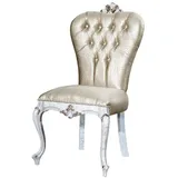 Casa Padrino Luxus Barock Esszimmerstuhl Gold / Antik Weiß / Gold - Handgefertigter Massivholz Küchenstuhl - Barock Esszimmer Möbel