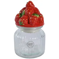 Decoris Glasdose mit Deckel Erdbeerform 19cm - Vorratsdose Glas
