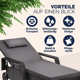 CASARIA Sonnenliege 90 x 43 x 165 cm Schwarz/Anthrazit