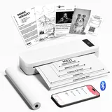 ASprink Wireless Bluetooth Thermodrucker M835, Tragbarer A4 Drucker für zu Hause, in der Schule und auf Reisen, Kompatibel mit Android und IOS, Mobiler Weiß Drucker, Design Ohne Tinte