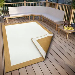 Teppich NORTHRUGS "Panama Wendeteppich", gelb (ocker), B:160cm H:5mm L:230cm, Kunstfaser, Teppiche, In-& Outdoor, Wetterfest, Balkon, Läufer, Wohnzimmer, Wasserfest
