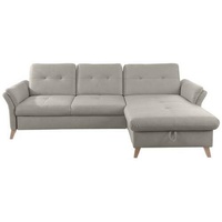 Livetastic Ecksofa, Hellgrau, Textil, Buche, massiv, 5-Sitzer, Ottomane rechts, L-Form, 268x176 cm, Made in EU, Schlafen auf Sitzhöhe, Rücken echt, Wohnzimmer, Sofas & Couches, Wohnlandschaften, Ecksofas