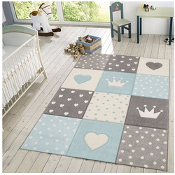 Kinderteppich Kinder Teppich Spielteppich Karos Punkte Sterne, TT Home, quadratisch, Höhe: 16 mm blau quadratisch - 133 cm x 133 cm x 16 mm