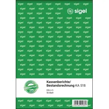 Sigel Formularbuch Kassenbericht/Bestandsrechnung A5 Weiß