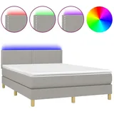 vidaXL Boxspringbett mit Matratze & LED Hellgrau 140x200 cm Stoff
