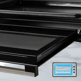 ICQN 50L Minibackofen mit Umluft, 1800 W, Innenbeleuchtung, 5 Kochfunktionen, 60 Min Timer, inkl. Backblech Set, Mini-Öfen
