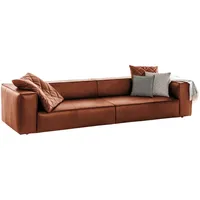 Chilliano Viersitzer-Sofa around the block, Cognac, Leder, Echtleder, Longlife-Leder, Vintage, Füllung: Schaumstoff, Polyurethan (Pur), 300x66x104 cm, Goldenes M, Emas, Made in EU, Dgm, Typenauswahl, Lederauswahl, Rücken echt, Wohnzimmer, Sofas & Couches, Sofas, Ledersofas