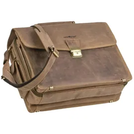 GREENBURRY Vintage Aktentasche Leder 40 cm Laptopfach braun