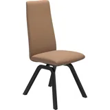 Polsterstuhl STRESSLESS "Laurel", braun (latte batick, schwarz), B:49cm H:105cm T:60cm, Leder BATICK: BATICK ist ein leicht korrigiertes, durchgefärbtes und genarbtes Möbelleder, bei dem die meisten Unebenheiten und Spuren in der Regel entfernt wurden., Stühle, Polsterstuhl, High Back, Größe M, mit schräggestellten Beinen in Schwarz
