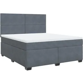 vidaXL Boxspringbett mit Matratze Dunkelgrau 180x200 cm Samt