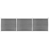 vidaXL Zaunelement Set mit Pfosten Sichtschutz Windschutz Zaun Gartenzaun Lamellenzaun Sichtschutzzaun Windschutzzaun WPC 526x146cm Grau
