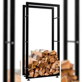 deluke Kaminholzregal Metall 25 x 60 x 125 cm Schwarz