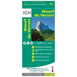IGN Frankreich IGN 75 000 Touristische Wanderkarte 01 Massif du Vercors