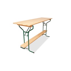 DEGAMO Stehtisch BAMBERG 220cm klappbar, Metall + Holz lackiert, mit Fuss-Stütze