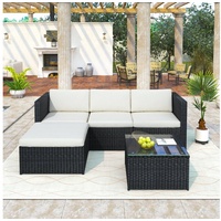 Merax Gartenlounge-Set 5-teilig Gartenmöbel Set aus Polyrattan für 4 Personen, (5-tlg), Sitzgruppe Balkonset mit Kissen, Couch-Set für Garten, Terrasse schwarz