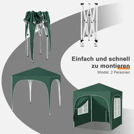 Woltu Faltpavillon 2 x 2 m inkl. 4 Seitenteile Grün