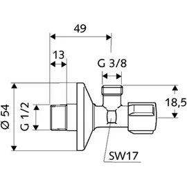 Schell COMFORT Eckventil 1/2" x 3/8" Chrom