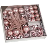 Spetebo Kunststoff Christbaumschmuck 45 Teile Set - Rosa - Shatterproof Weihnachtskugeln Bruchsicher - Tannenbaum Weihnachtsbaum Christbaum Zierschmuck