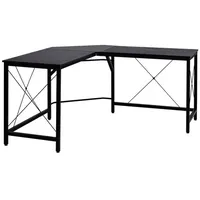 Homcom Eckschreibtisch Winkelschreibtisch Natur/ schwarz