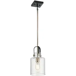 Licht-Erlebnisse Hängeleuchte DEIRA Nickel poliert, Transparent, Stahl, Regenglas, 1x E27 bis 60W LE121234