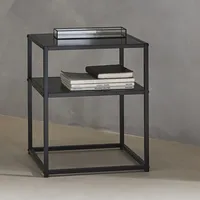 Sweeek Nachttisch aus schwarzem Metall mit Regal, - Sweeek