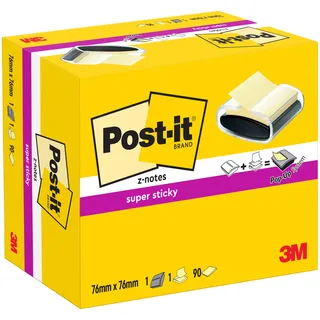 Post-it Super Sticky Z-Notes Haftnotizen-Set extrastark gelb, 1 Block + GRATIS 1 Block