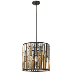 Pendelleuchte Deckenlampe Hängelampe Kristalle Stahl Bernsteinperle Bronze