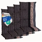 NYVI Hochlehnerauflage Hochlehner Auflagen 4er Set Barcelona - Gartenstuhlauflagen 118x50cm, (4 St), Stuhlauflage, Sitzauflage mit Halteband, UV-fest grau