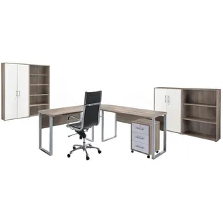 MID.YOU Büro Office Edition Set 1, Weiß/Sonoma Eiche