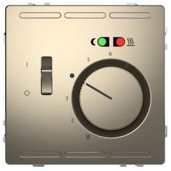 Merten Fußbodentemperaturregler 230V m.Schalter u.Zentralpl., System Design, Nickelmetallic