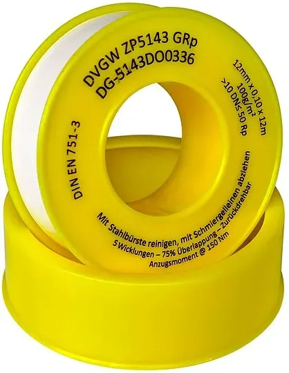 PTFE-Gewindedichtband (GRp) für Metall-Grobgewinde von 3/8'' bis 2'' - DIN-DVGW - Breite 12 mm - Rolle 12 m ** 1m/0,09 EUR