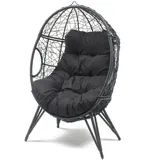 Concept-usine - Ei-Sessel mit Fuß aus Kunstharz mit Rattan-Effekt, schwarz jane