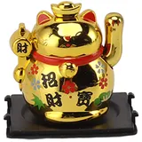 Greensen Maneki Neko Winkekatze Solarbetriebene winkelarm Glücksbringer Katze, niedliche Glückskatze Dekofigur für Schreibtisch Wohnaccessoires Dekoration 2 Zoll (Gold)