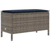 vidaXL Garten-Fußhocker Grau und Marineblau 80 x 38 x 42 cm PE-Rattan