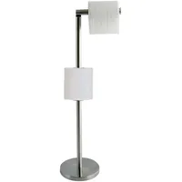 MSV Toilettenpapierhalter Stehend BxHxT:15x60x15 cm freistehender Papierrollenhalter in Edelstahl-Optik Edler Rollenhalter für WC-Rollen als Ersatzrollenhalter verchromt, Silber, Grey, Moyen