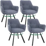 WAFTING Esszimmerstuhl 4er Set drehbar, Armlehnstuhl drehbar 360°,Moderner Polsterstuhl Stuhl Samt, Stühle für Esszimmer,Küchenstuhl für Wohnzimmer, Arbeitszimmer,Schlafzimmer,Grau