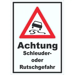 Schild Achtung Schleuder- oder Rutschgefahr A1 (594x841mm)