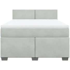 vidaXL Boxspringbett mit Matratze Hellgrau 160x200 cm Samt