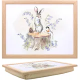 The Leonardo Collection Knietablett im Hasen- und Vogel-Design, mit Sitzsack zum Servieren von Gerichten, schöne Knietabletts zum Essen auf dem Schoß zum Abendessen oder zum Atmen, neu gestaltete