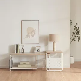 [en.casa] Dyrøy Fernsehtisch 2-tlg. Lowboard 0 cm Weiß/Eiche Holz