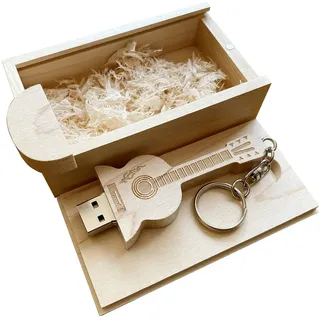BEIJIGUANG USB-Stick in Gitarrenform, 2.0/3.0, Ahornholz, USB-Stick in Holzbox (2.0/16 GB)