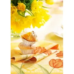 Mank Tischdecke Airlaid Sally in Gelb-Orange, 80 x 80 cm, 20 Stück - Mitteldecke Tulpen Blumen Frühling